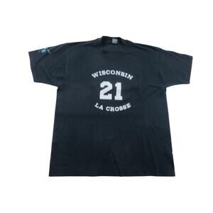 Wisconsin LaCrosse T-Shirt #21 Black Sz XL 1990s